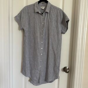 Artisan NY Navy Linen Blue Striped Button Down Shirt Mini Dress, XS